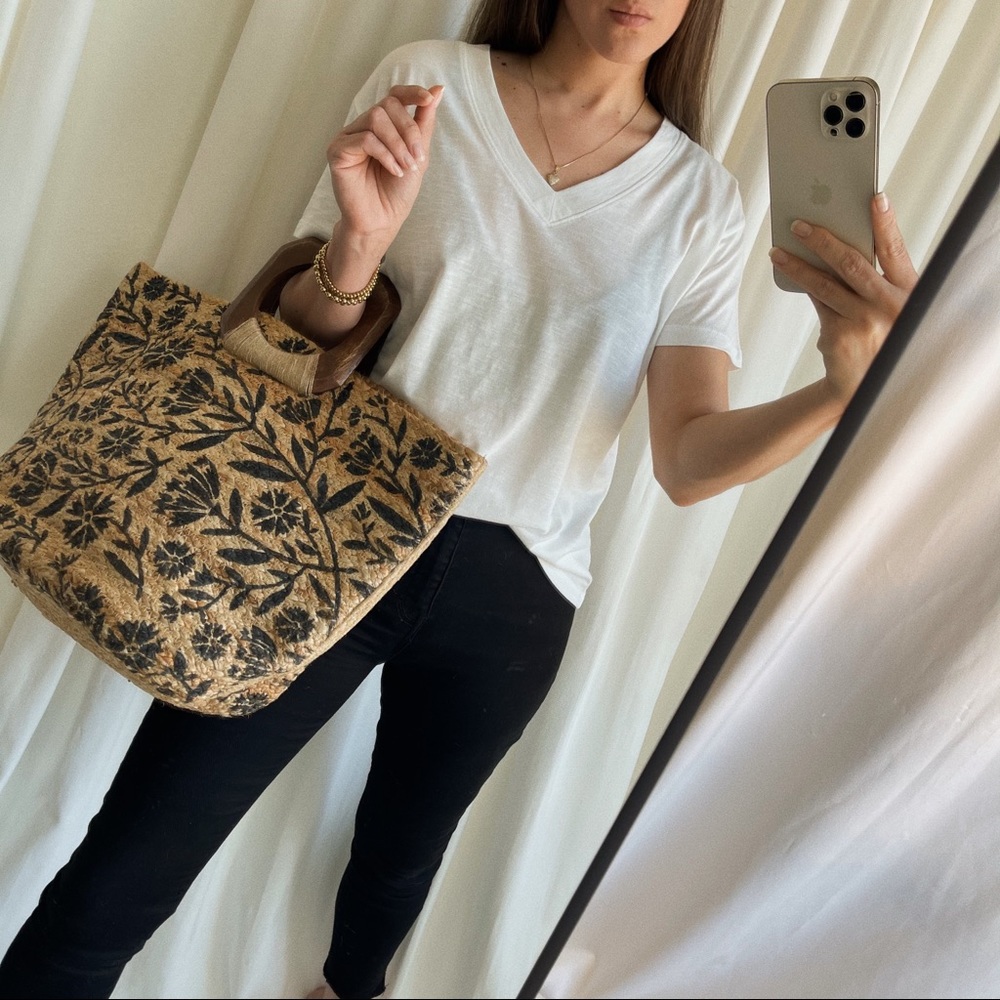 Summer French Basket Bag — Natural/Navy - Picture 10 of 11